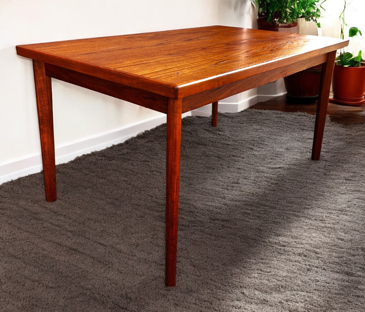 REFINISHED Danish MCM Teak Draw Leaf Table by H. Kjaernulf  57