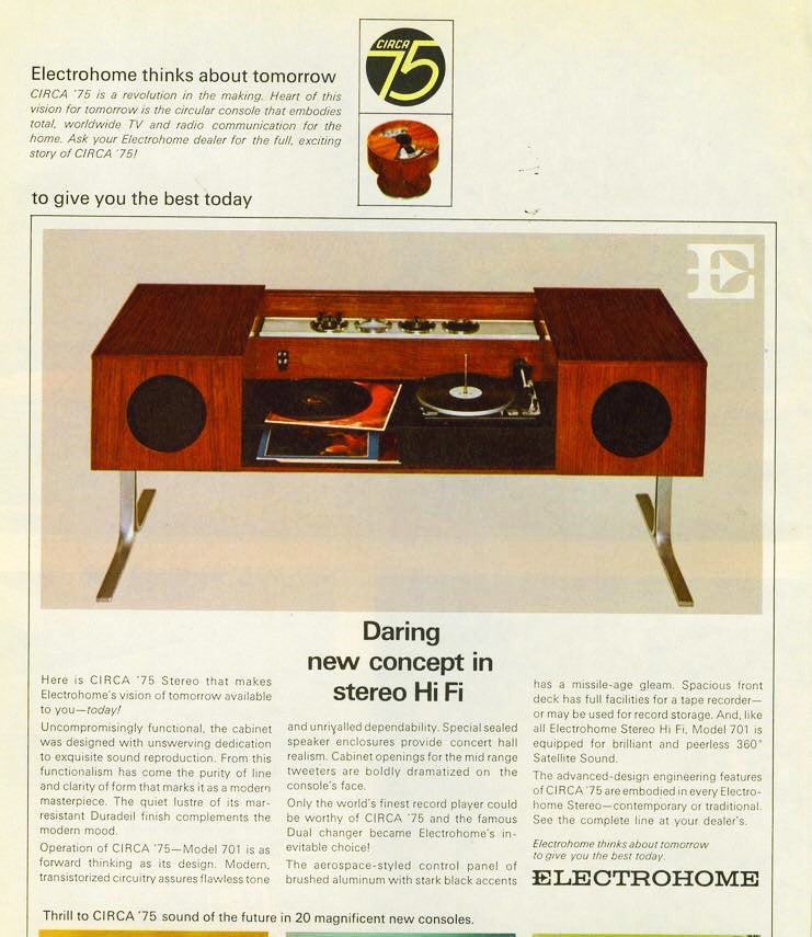 REFINISHED MCM Electrohome Circa 75 Model 701 Stereo Console Space Age Teak
