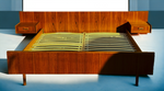 REFINISHED Mid Century Modern Teak Bed King w Floating Nightstands 3