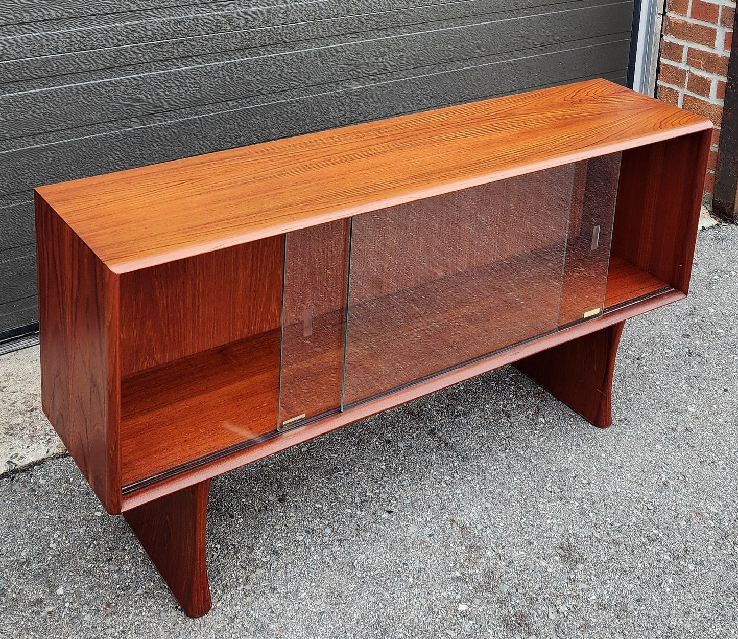 REFINISHED Mid Century Modern Teak Bookcase Display TV Media Console 4 ft