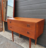 REFINISHED Danish Mid Century Modern Teak Cabinet a 2 Drawers & Mirror 12