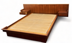 REFINISHED Mid Century Modern Teak Platform Bed Queen w Floating Nightstands 6