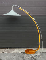 Mid Century Modern Teak Arc Extendable Floor Lamp with UFO Shade 1