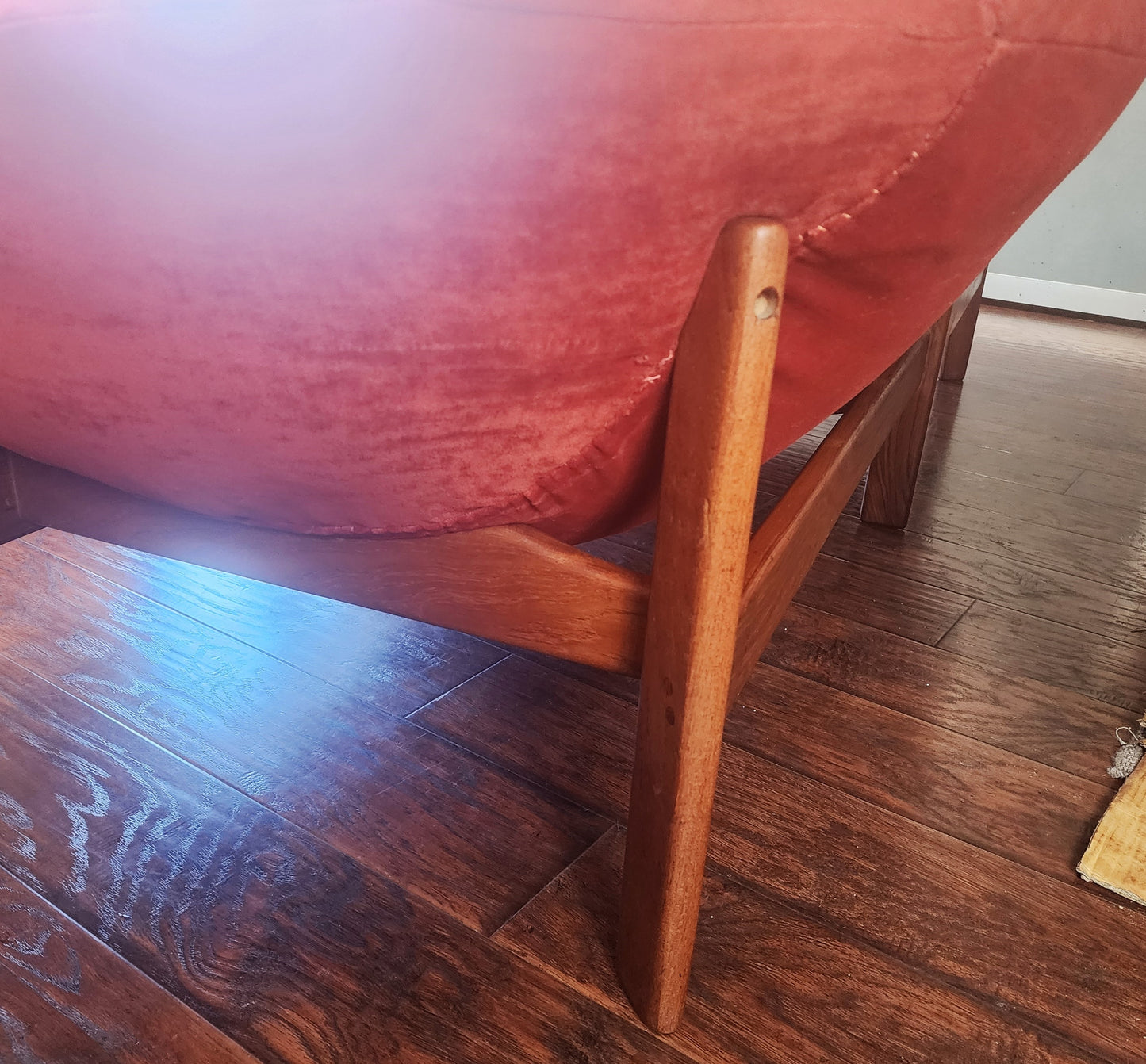 REFINISHED Mid Century Modern R.Huber Teak Scoop Sofa XL