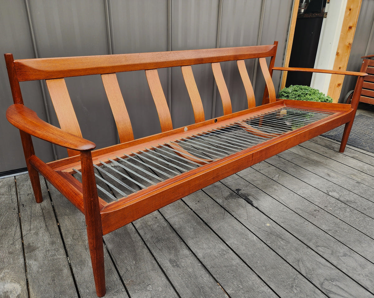 REFINISHED REUPHOLSTERED Danish MCM Teak Sofa by Grete Jalk for France & Son