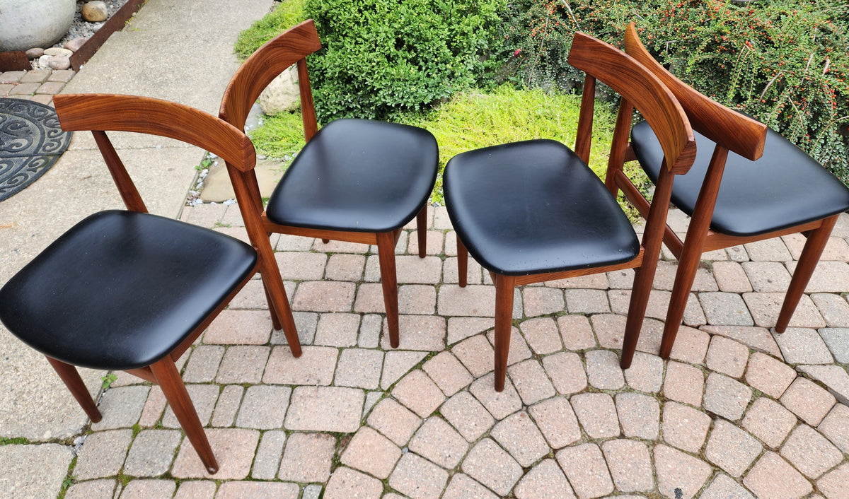 REFINISHED Danish MCM ROUNDETTE Teak Extension Table & 4 Chairs (four-legged) by Hans Olsen