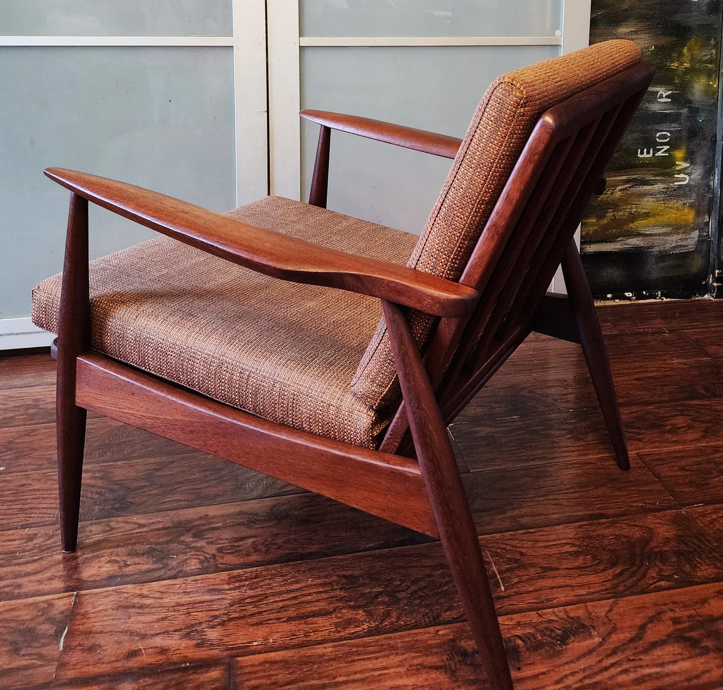 REFINISHED Danish Mid Century Modern Teak Lounge Chair will get NEW CUSHIONS