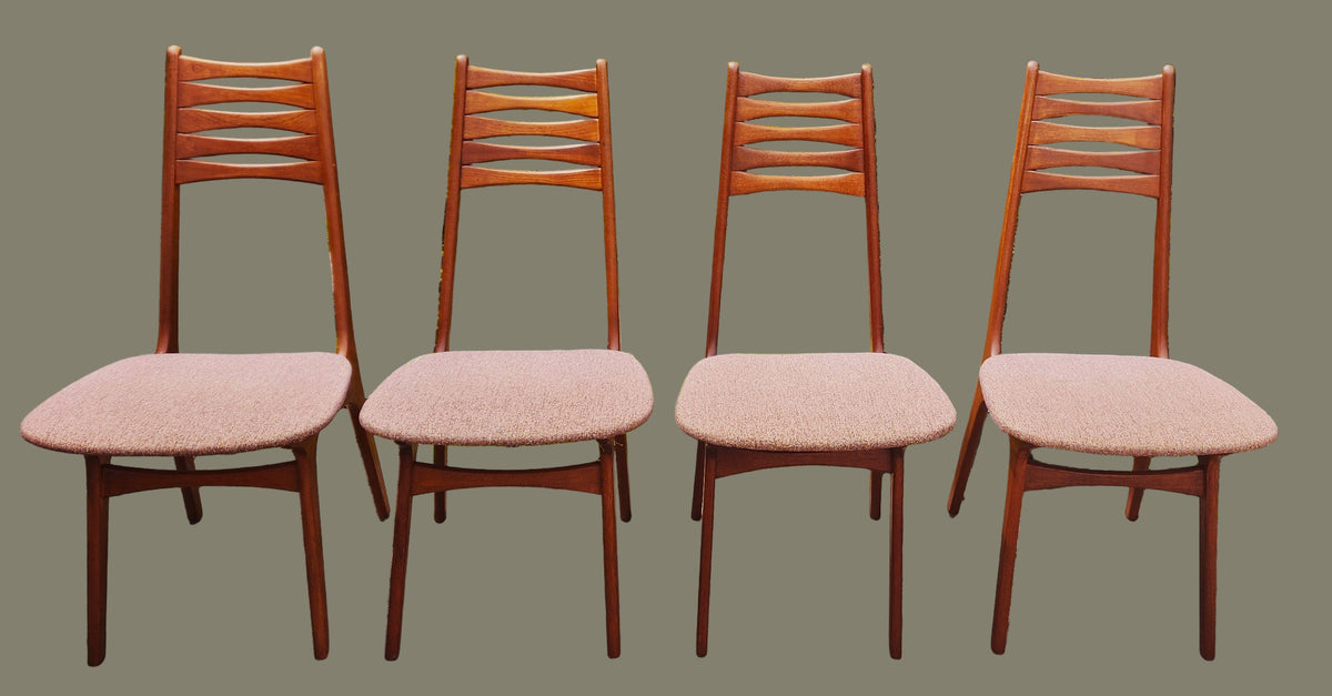 4 REFINISHED Danish Mid Century Modern Teak Chairs Model 83 by Boltinge