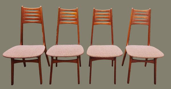 4 REFINISHED Danish Mid Century Modern Teak Chairs Model 83 by Boltinge