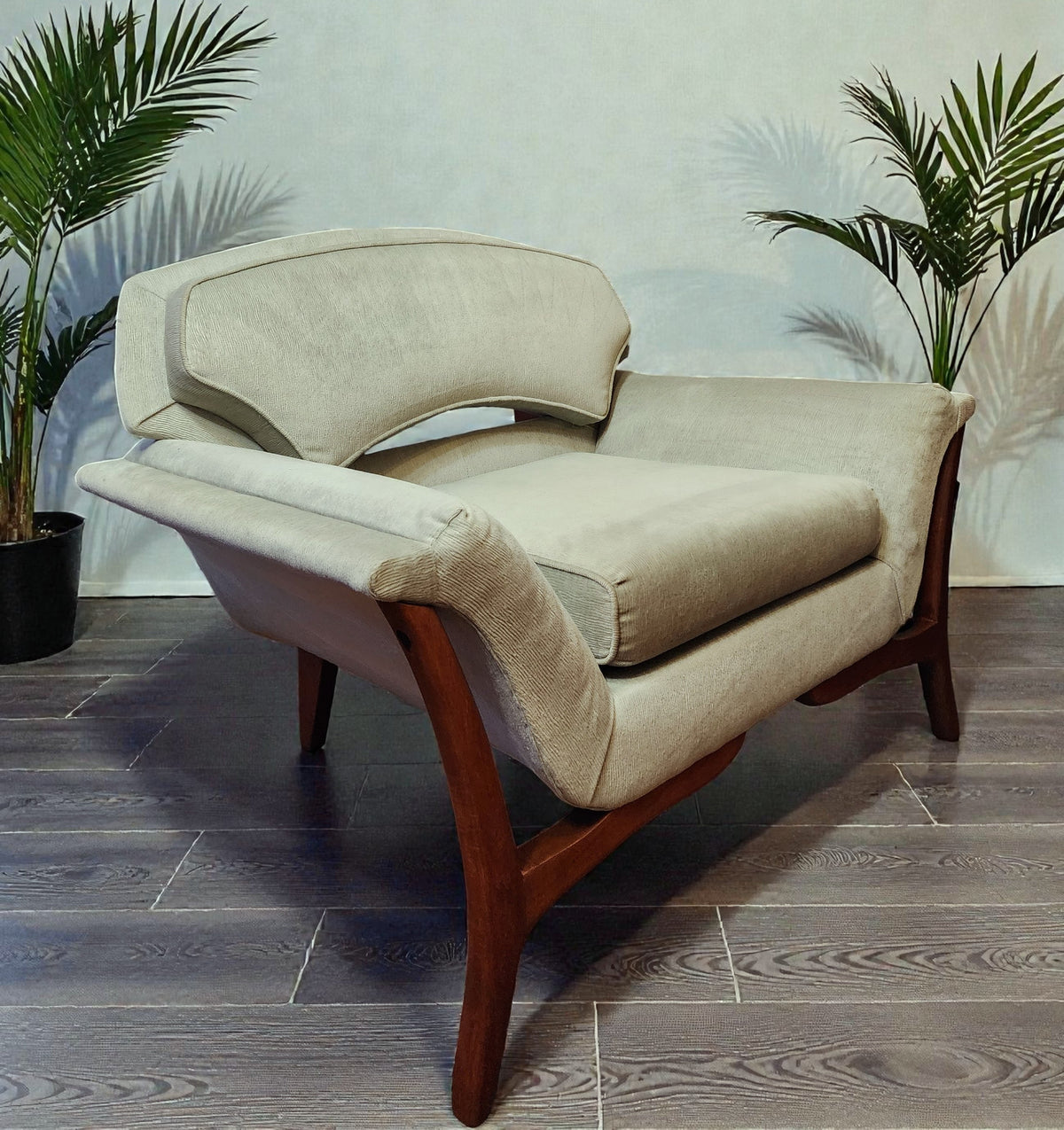 REFINISHED REUPHOLSTERED Mid Century Modern Sofa & Armchair