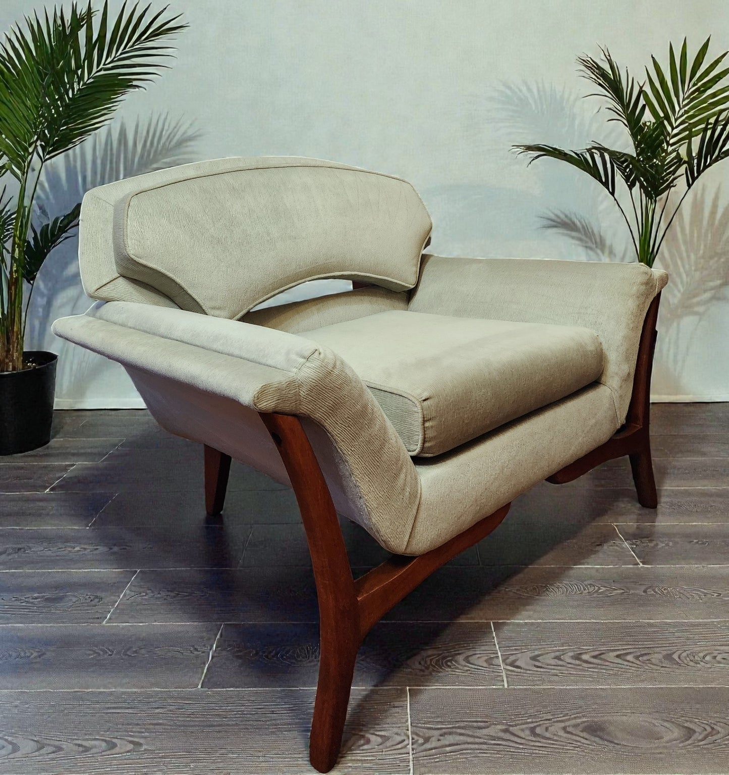 REFINISHED REUPHOLSTERED Mid Century Modern Sofa & Armchair