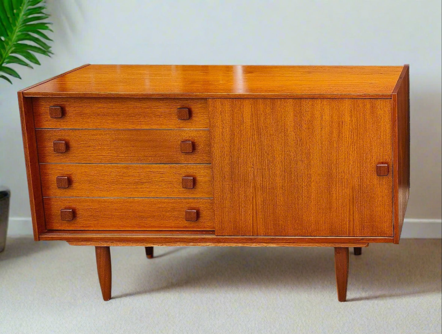 REFINISHED Danish Mid Century Modern Teak Cabinet by Domino 48" (2 available)