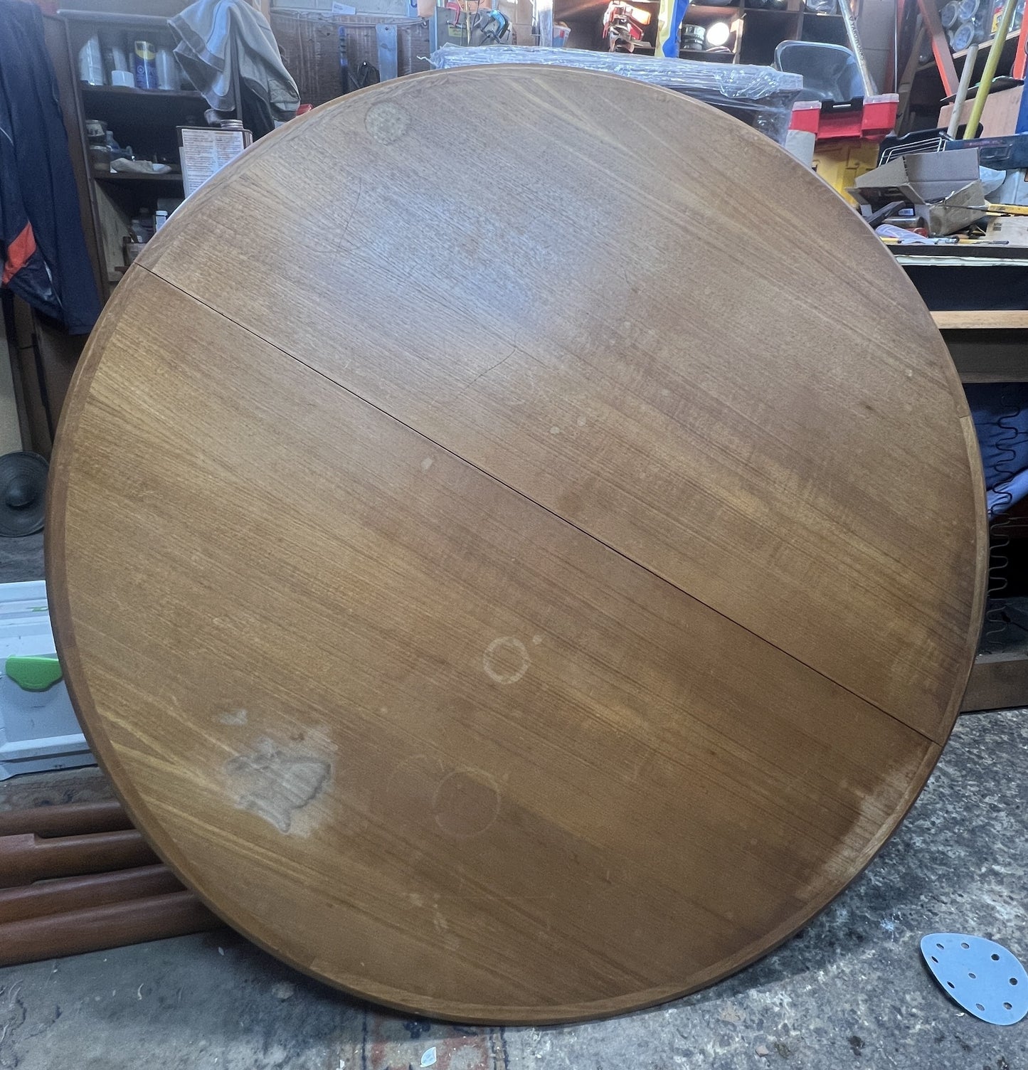 REFINISHED Danish MCM Teak Table Round w 2 Leaves by C.J. Rosengaarden 47"-86.5"
