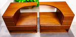 REFINISHED Danish MCM Teak Bed w Floating Nightstands Queen by Komfort 7