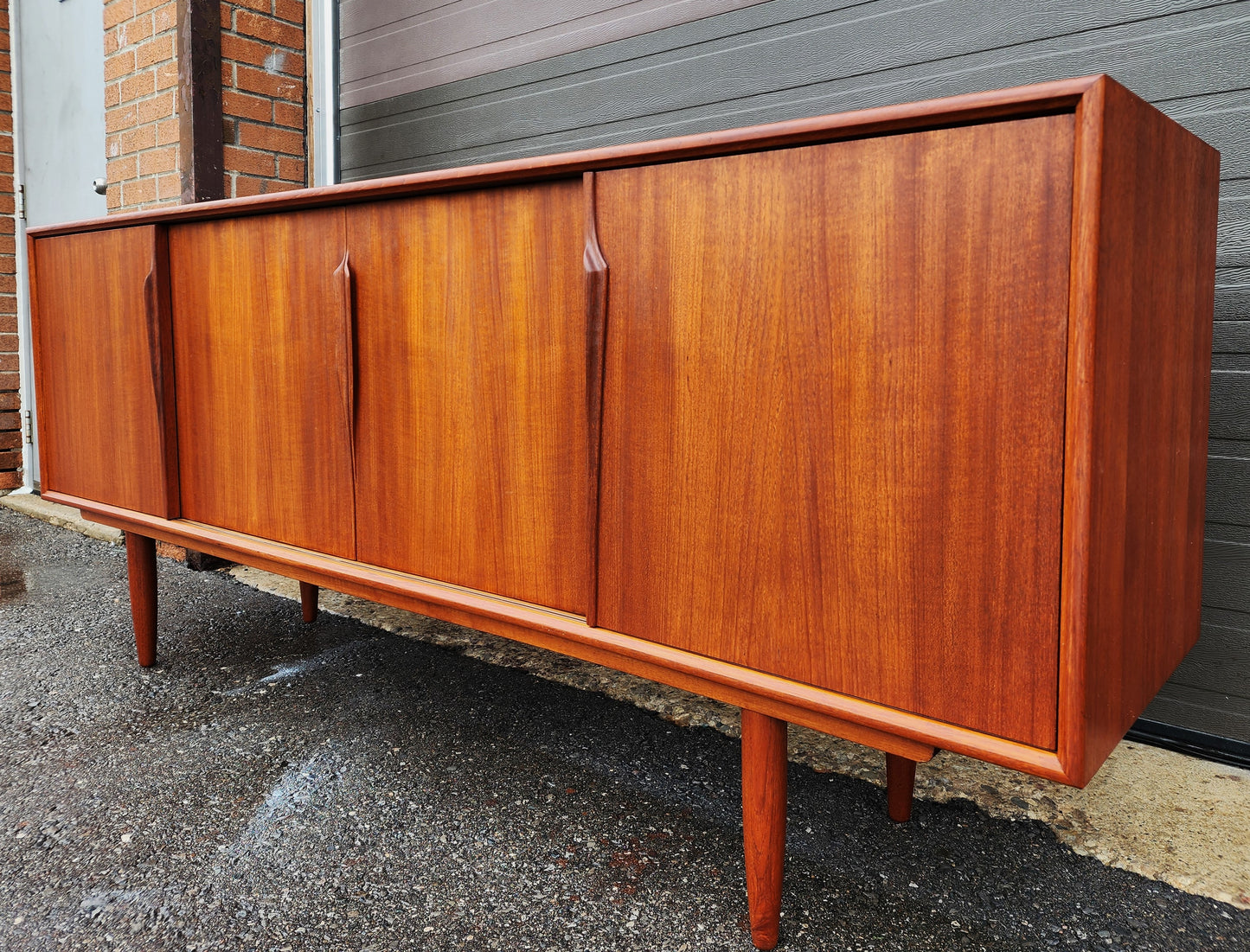 REFINISHED Danish Mid Century Modern Teak Sideboard by Gunni Omann 79"