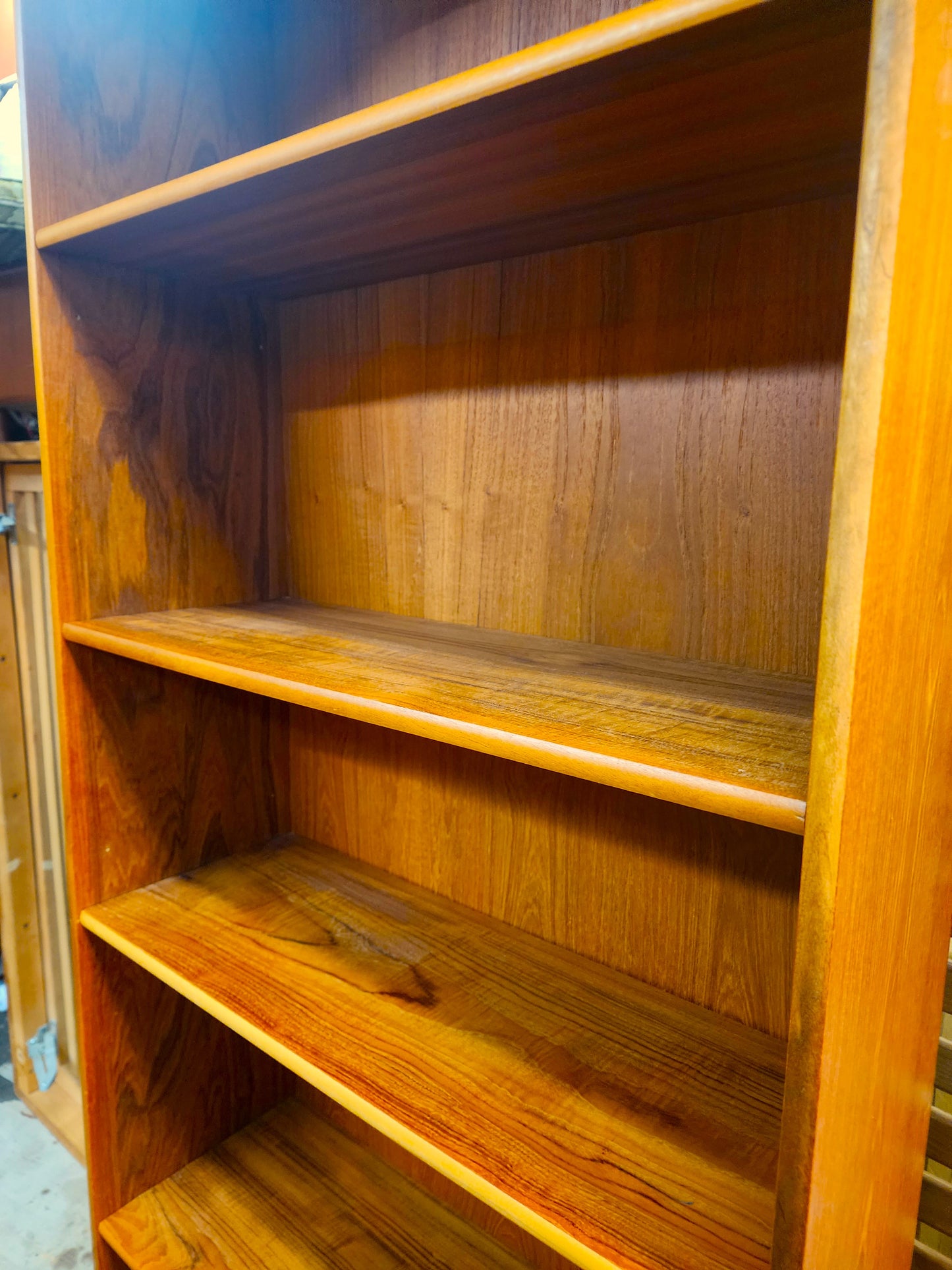 RESTORED Danish Mid Century Modern Teak Bookcase  H 76"