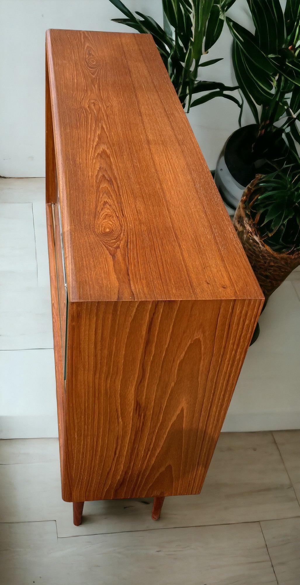 RESTORED Mid Century Modern Teak Display Bookcase 4 ft