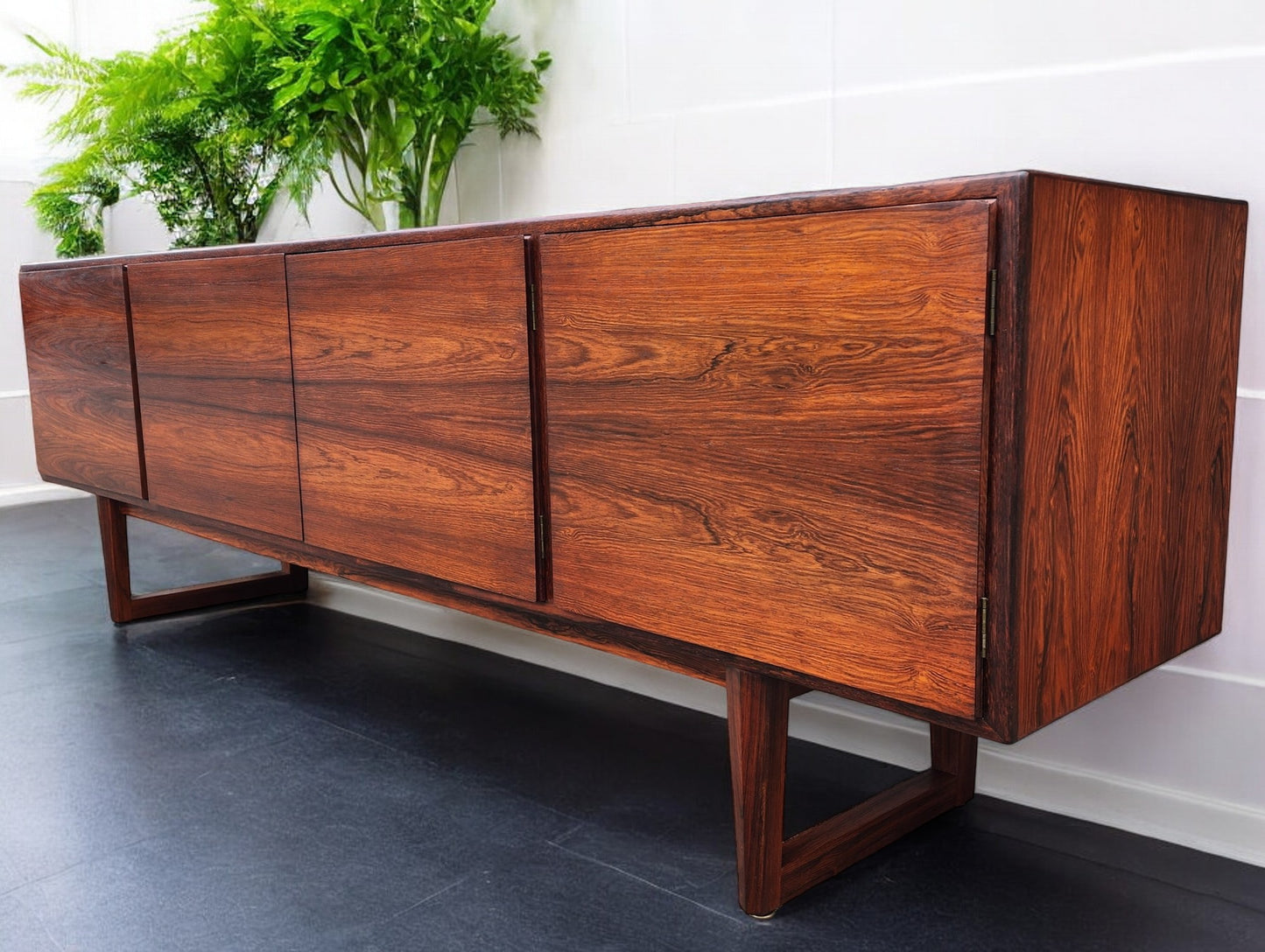 REFINISHED Danish Mid Century Modern Brazilian Rosewood Sideboard 95"