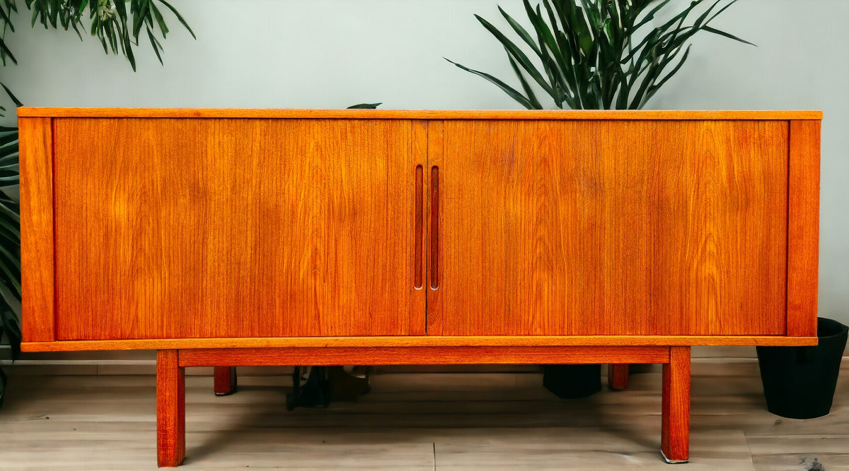 On Hold***REFINISHED Danish Mid Century Modern Teak Tambour Credenza 65