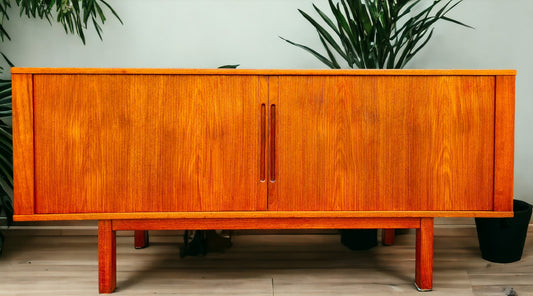 REFINISHED Danish Mid Century Modern Teak Tambour Credenza 65" by Svend Aage Larsen