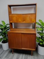 REFINISHED Danish Mid Century Modern Teak 2-Piece Cabinet w Shelving /Divider 4