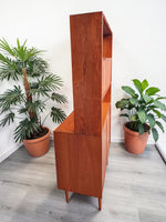 REFINISHED Danish Mid Century Modern Teak 2-Piece Cabinet w Shelving /Divider 8