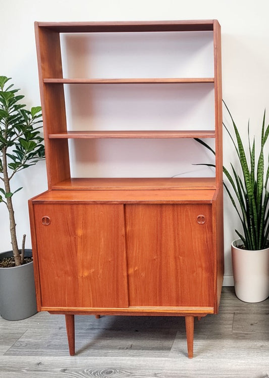 REFINISHED Danish Mid Century Modern Teak Cabinet w Shelving /Divider