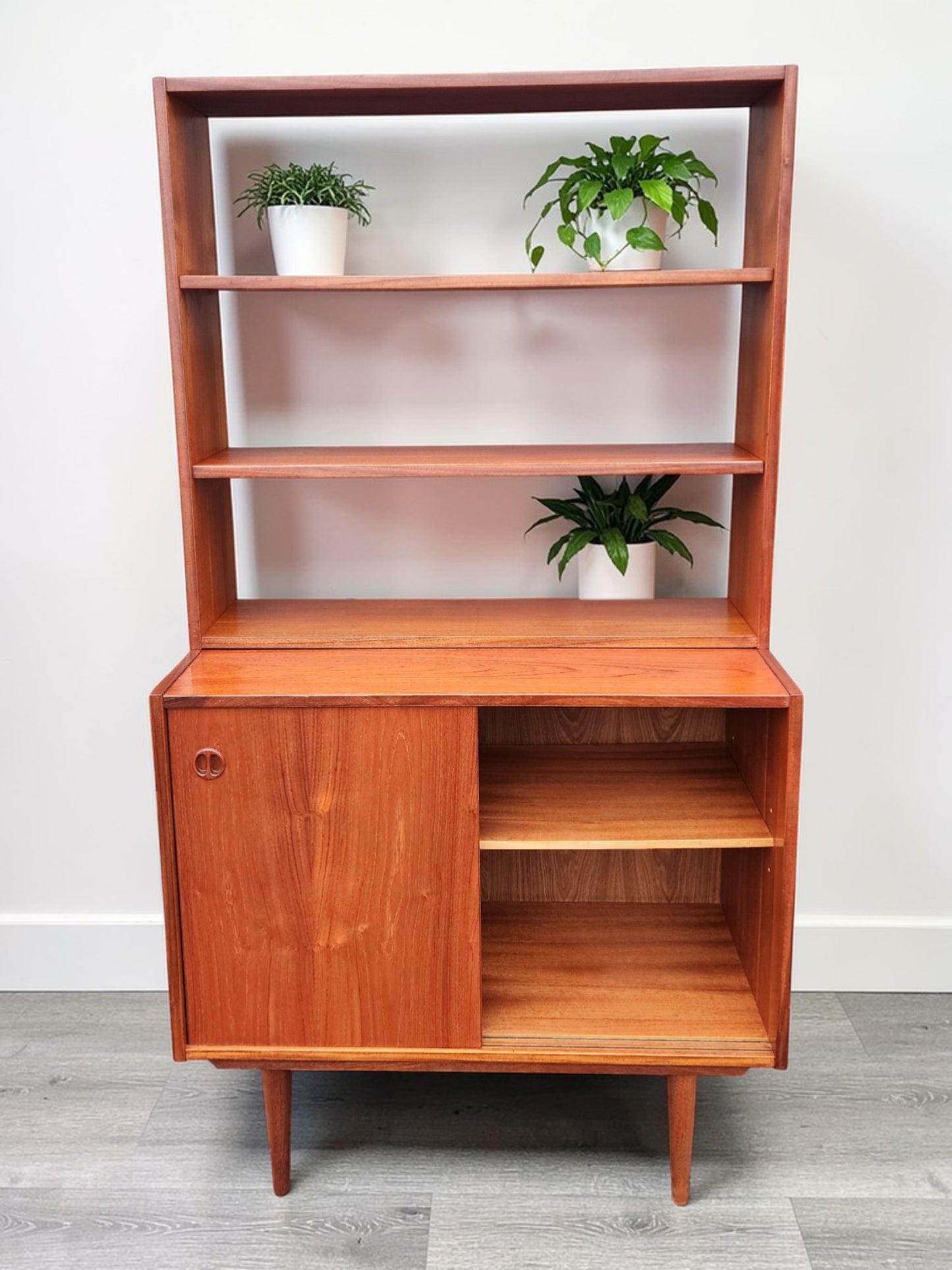 REFINISHED Danish Mid Century Modern Teak Cabinet w Shelving /Divider