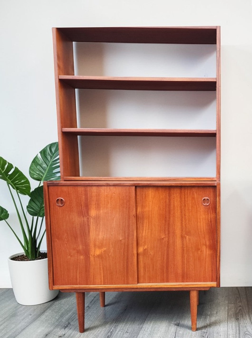 REFINISHED Danish Mid Century Modern Teak Cabinet w Shelving /Divider