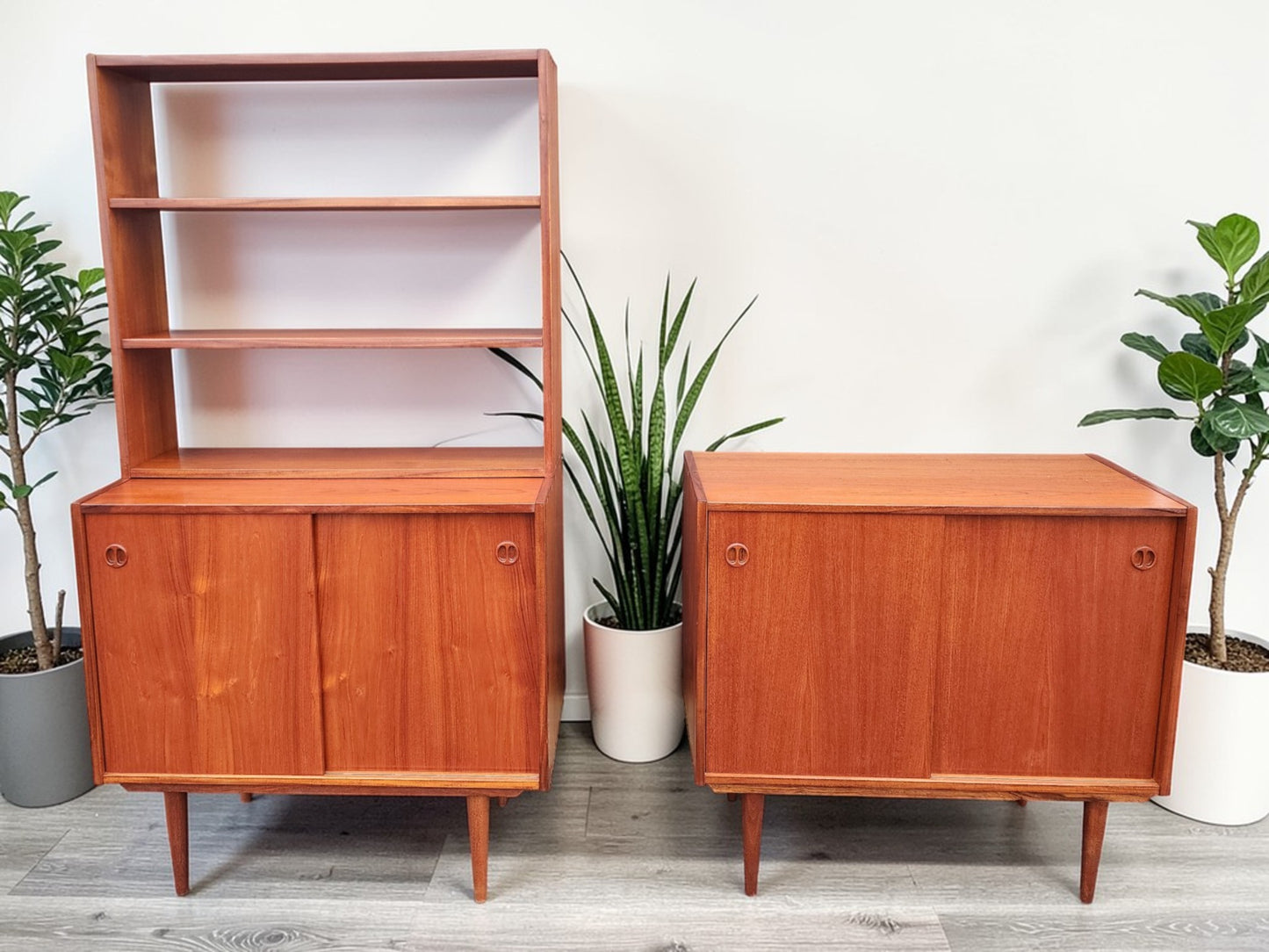 REFINISHED Danish Mid Century Modern Teak Cabinet w Shelving /Divider