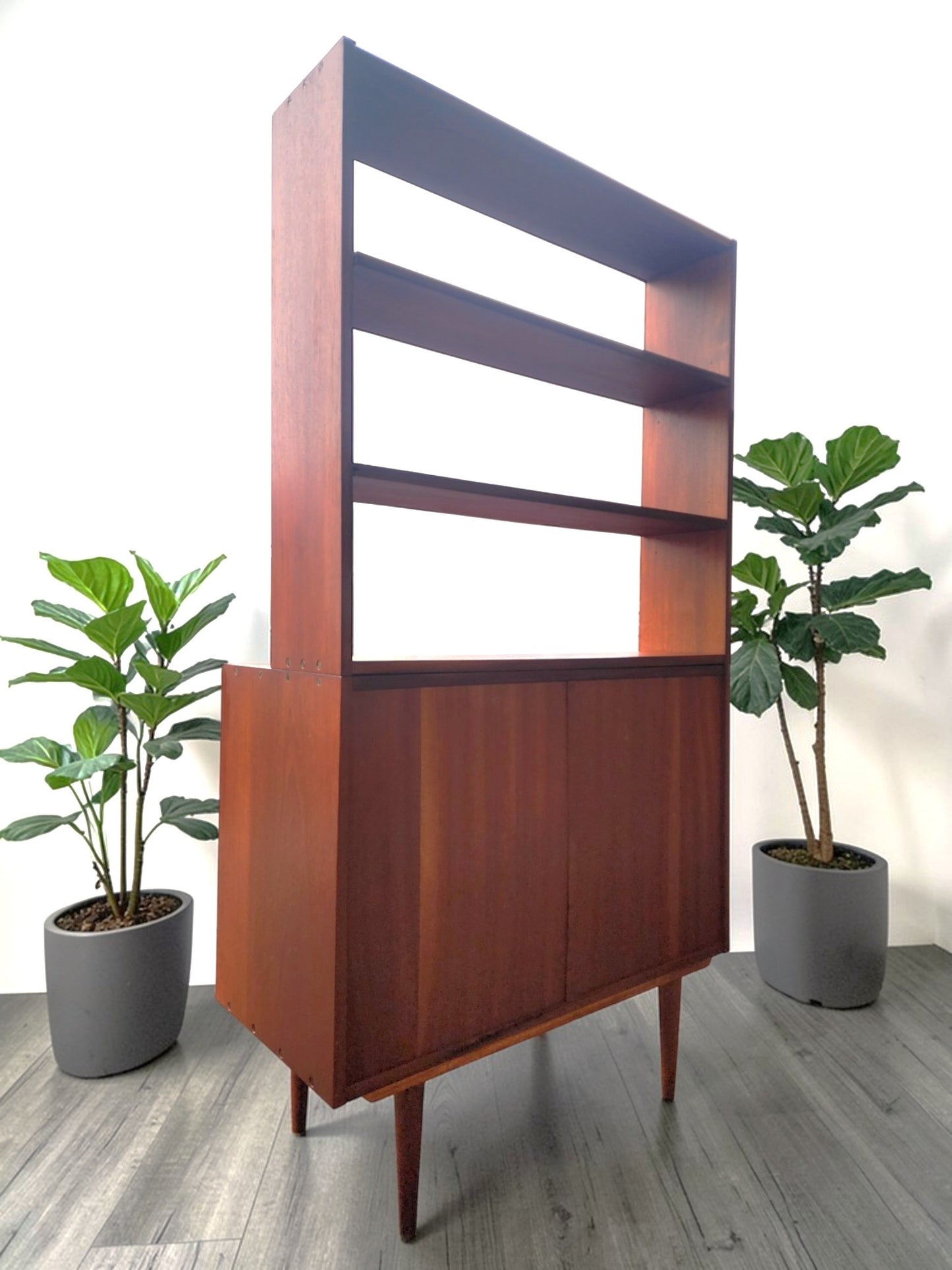 REFINISHED Danish Mid Century Modern Teak Cabinet w Shelving /Divider