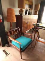REFINISHED & REUPHOLSTERED in performance fabric Huber MCM Teak Sofa & Armchair 15