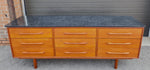 REFINISHED Mid-Century Modern Teak Dresser 9 drawers w Granite Top 2