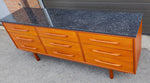 REFINISHED Mid-Century Modern Teak Dresser 9 drawers w Granite Top 3