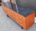 REFINISHED Mid-Century Modern Teak Dresser 9 drawers w Granite Top 4