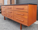 REFINISHED Mid-Century Modern Teak Dresser 9 drawers w Granite Top 5