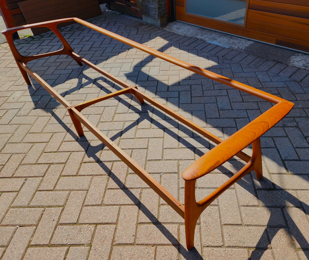 REFINISHED REUPHOLSTERED Mid Century Modern Teak 4-Seater Sofa by R.Huber