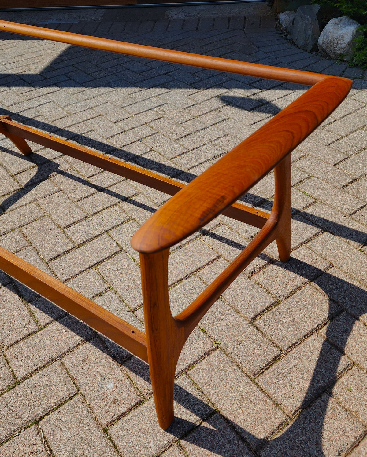 REFINISHED REUPHOLSTERED Mid Century Modern Teak 4-Seater Sofa by R.Huber