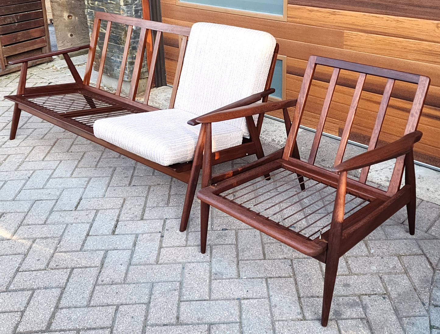 Choose Fabric! REFINISHED Danish Mid Century Modern Teak 3-Seater Sofa