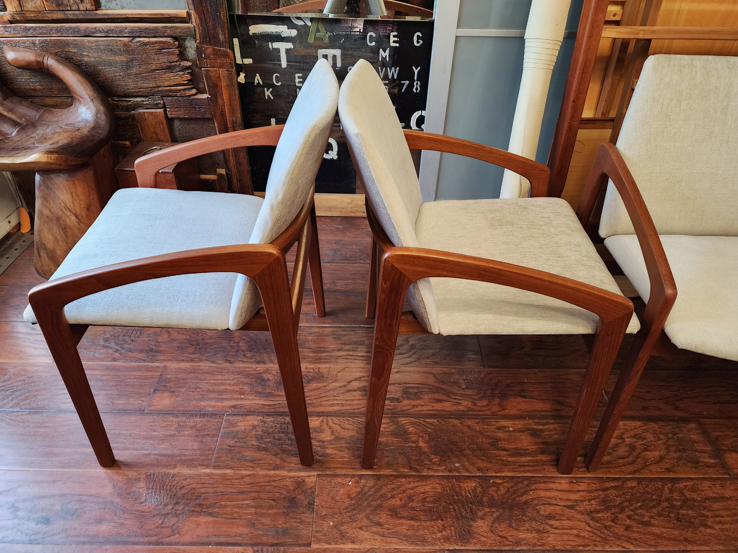 4 Danish MCM Teak Armchairs by H.Kjaernulf will be REFINISHED REUPHOLSTERED