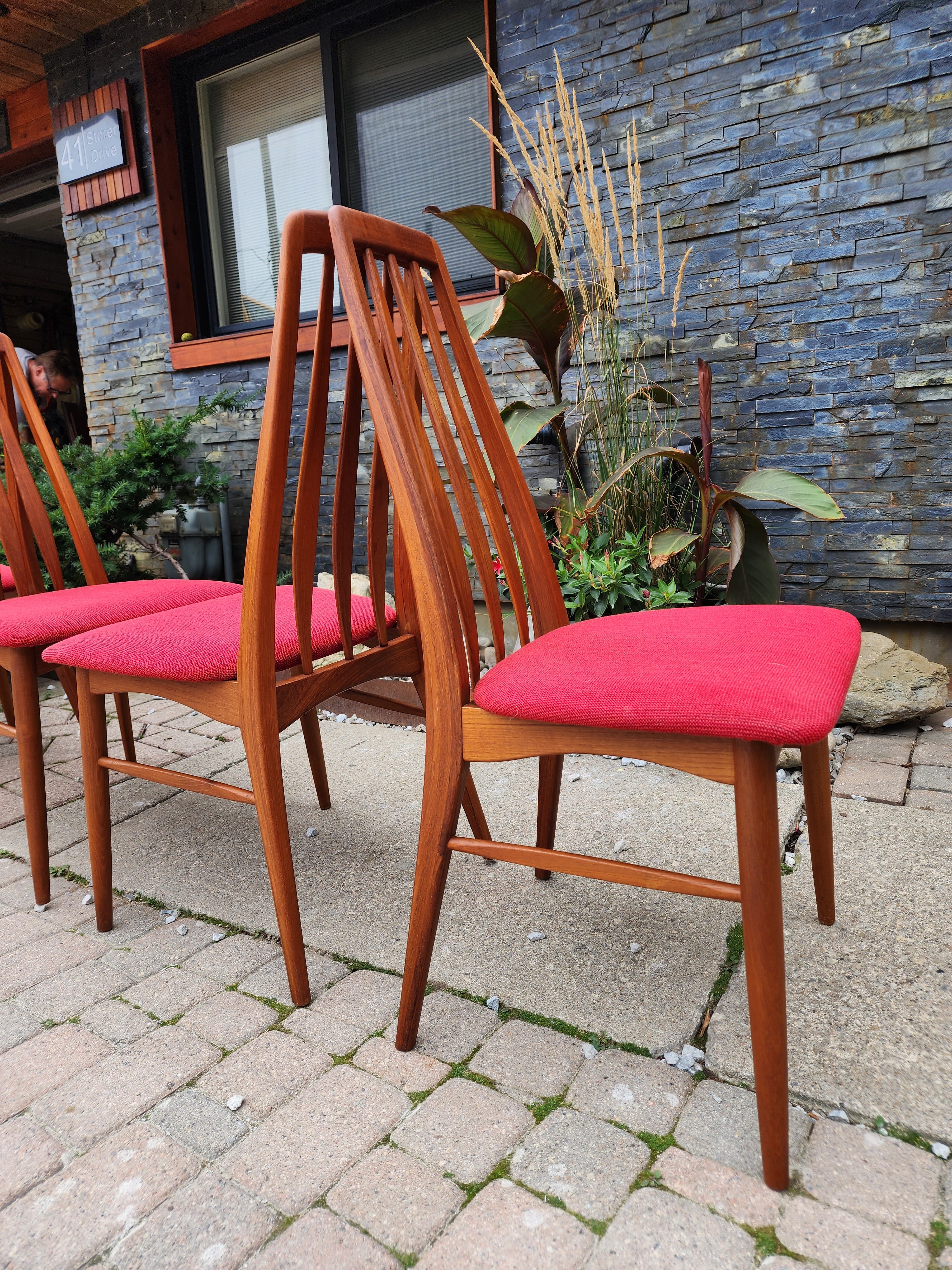 6 RESTORED Danish Mid Century Modern Teak Dining Chairs by Niels Kofoe