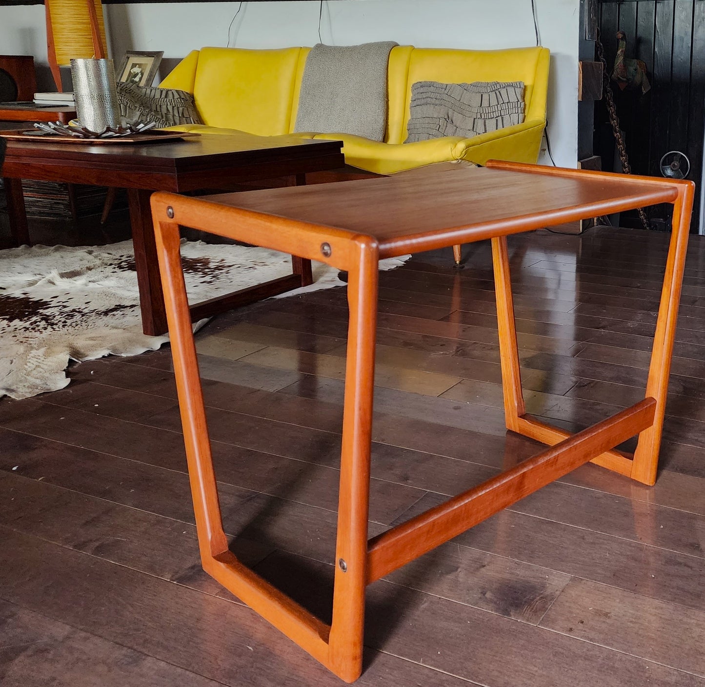 REFINISHED Danish Mid Century Modern 3 teak nesting / end tables