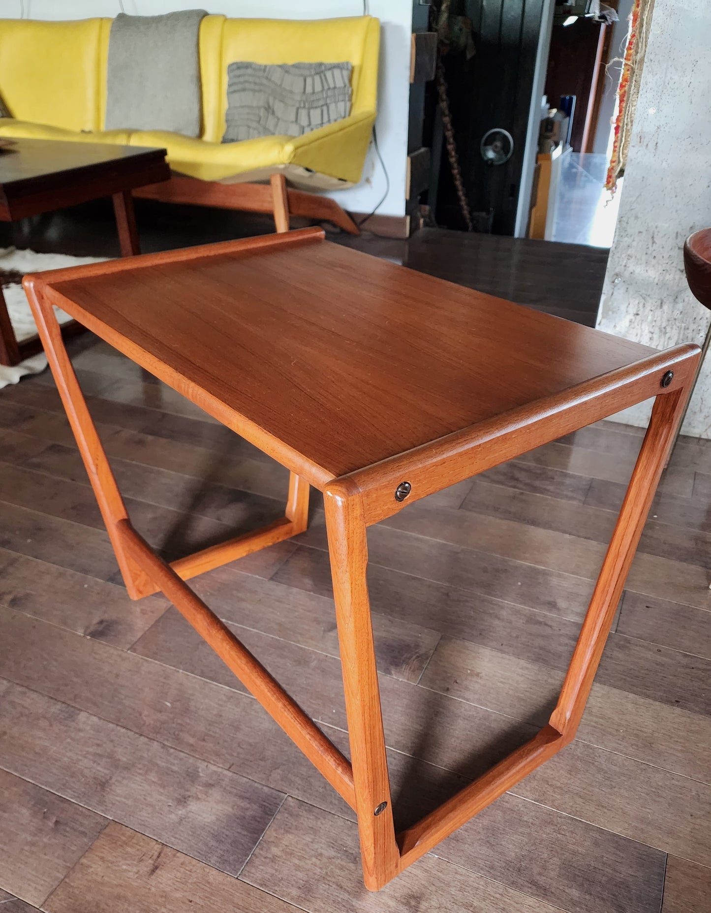 REFINISHED Danish Mid Century Modern 3 teak nesting / end tables