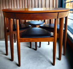 REFINISHED Danish MCM ROUNDETTE Teak Dining Table & 4 Chairs by Hans Olsen 11