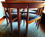 REFINISHED Danish MCM ROUNDETTE Teak Dining Table & 4 Chairs by Hans Olsen 12
