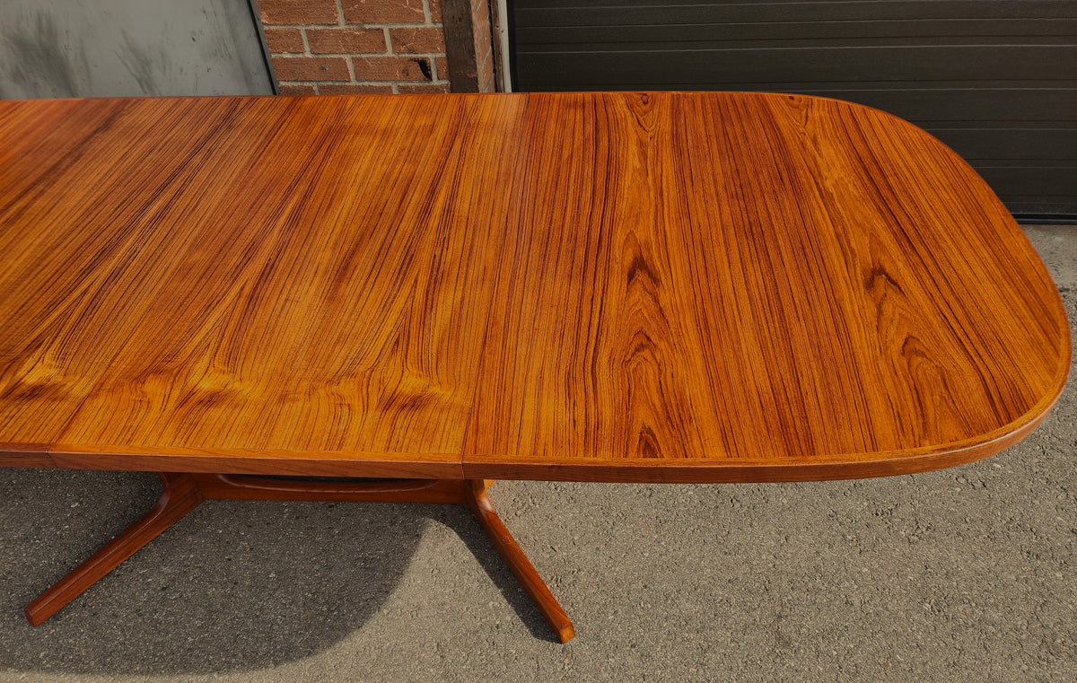 REFINISHED Mid Century Modern Teak Table w 2 Leaves, Norway, 62