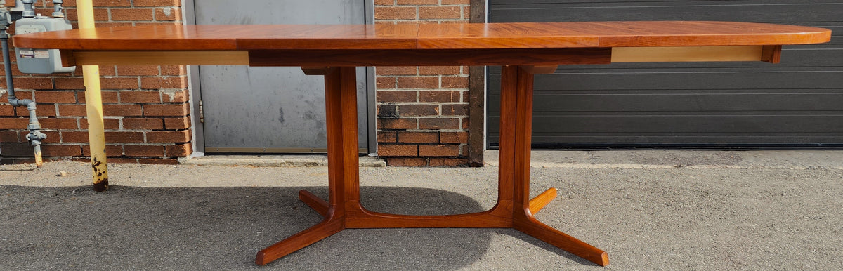 REFINISHED Mid Century Modern Teak Table w 2 Leaves, Norway, 62