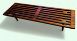REFINISHED Mid Century Modern Solid Teak Slatted Bench or Coffee Table 60