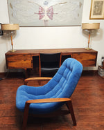 Will be REFINISHED REUPHOLSTERED MCM Teak Scoop Lounge Chair by Huber 3