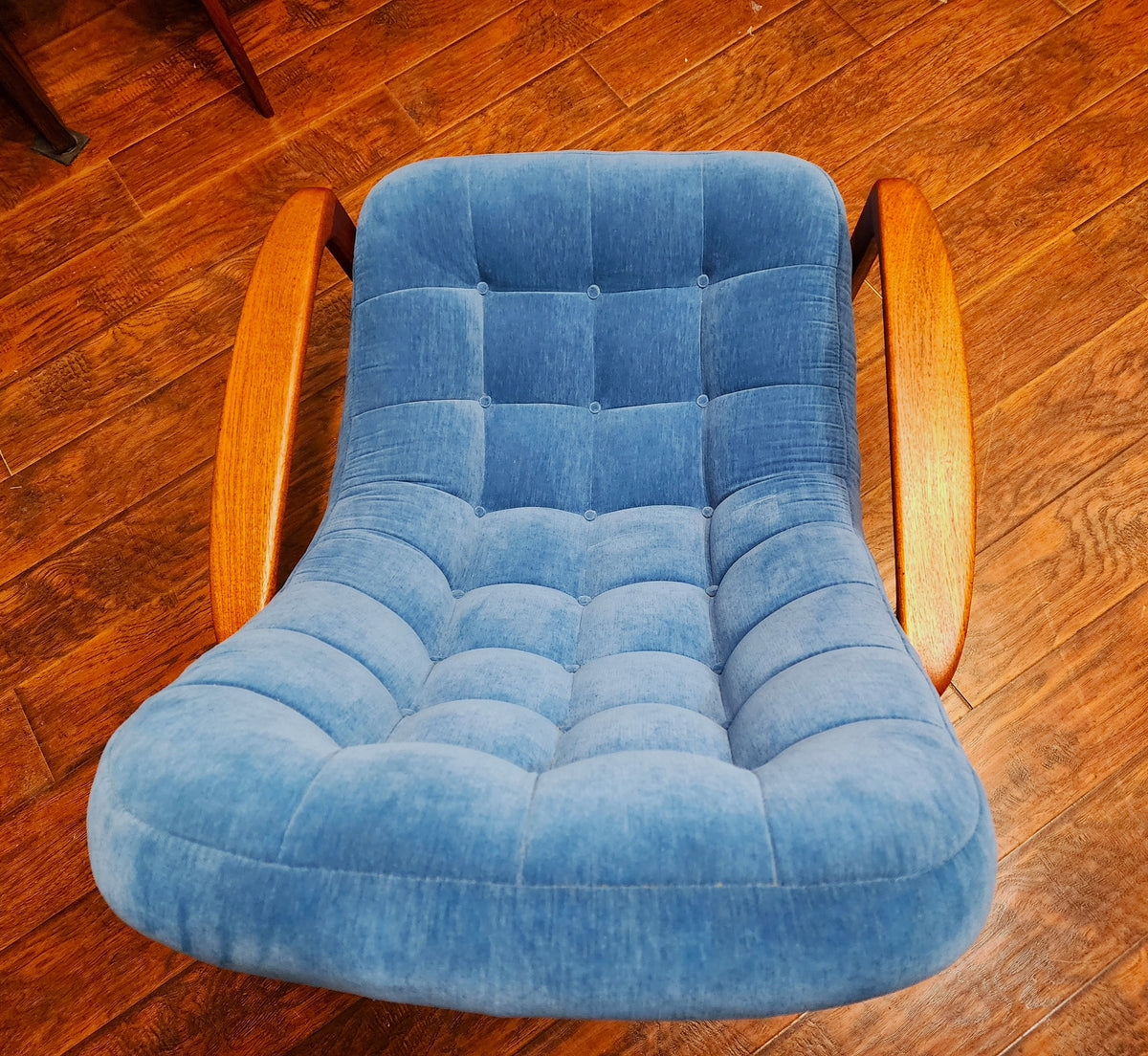 Will be REFINISHED REUPHOLSTERED MCM Teak Scoop Lounge Chair by Huber
